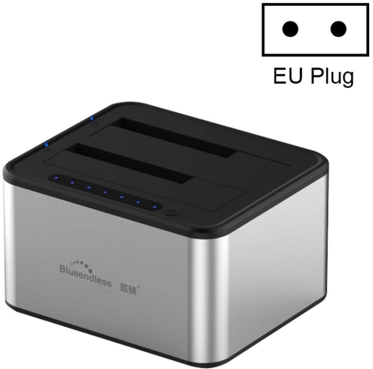Blueendless 2,5 / 3,5 inch SATA USB 3.0 2 Bay offline kopiëren harde schijf dock (EU-stekker) — afbeelding 1