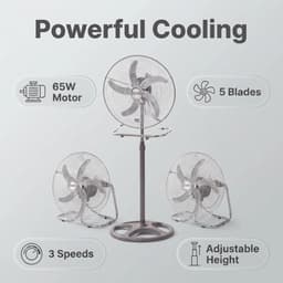 Archi 65W 3-in-1 Metalen Ventilator – Ventilatie - Staande Ventilator, Vloerventilator En Wandventilator – Industrieel Design — thumbnail 2