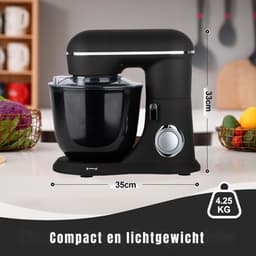 KAD® Deegmachine - Elektrische Deegmixer - Keukenmixer - Zwart - 35cm x 33cm x 22cm — thumbnail 3