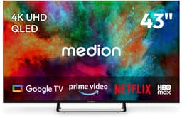 MEDION 108 cm 43" QLED TV Smart TV 4K Dolby Vision HDR Prime Video Disney+ Compatibel met Google TV PVR Bluetooth, MD843701 | Dolby Vision HDR, Prime Video, Disney+, kompatibel mit Google TV, PVR, Blu — thumbnail 1