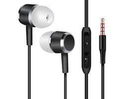 Bedrade oortjes - In Ear Oordopjes - Oortjes met Draad en Microfoon - Extra Bass - 3,5mm Jack Aansluiting - 120cm kabel - Zwart