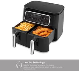 Karaca Air Pro Cook Duo XXXL Airfryer 8L – Dubbele Lade – 1700W – 2×4L – Zwart/Chroom – Gezond Frituren — thumbnail 2