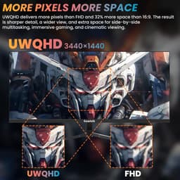 SnelShoppen - 34 Inch UltraWide Gaming Monitor met Speakers 165hz WQHD 3440x1440p | 21:9 IPS Scherm, FreeSync & G-Sync Compatibel, PIP/PBP, Dual HDMI — thumbnail 4
