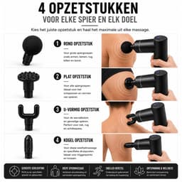 Eurocatch Massage Gun Professional - Massageapparaat - 30 kg Drukkracht - 10 Snelheden - USB-C Oplaadbaar - 4 Massagekoppen - Inclusief Draagtas - Stil en Compact — thumbnail 3