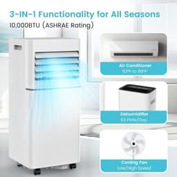 Mobiele airco 10000 BTU stil draagbaar met ontvochtiger, ventilator en slaapmodus 3-in-1 functie — thumbnail 4
