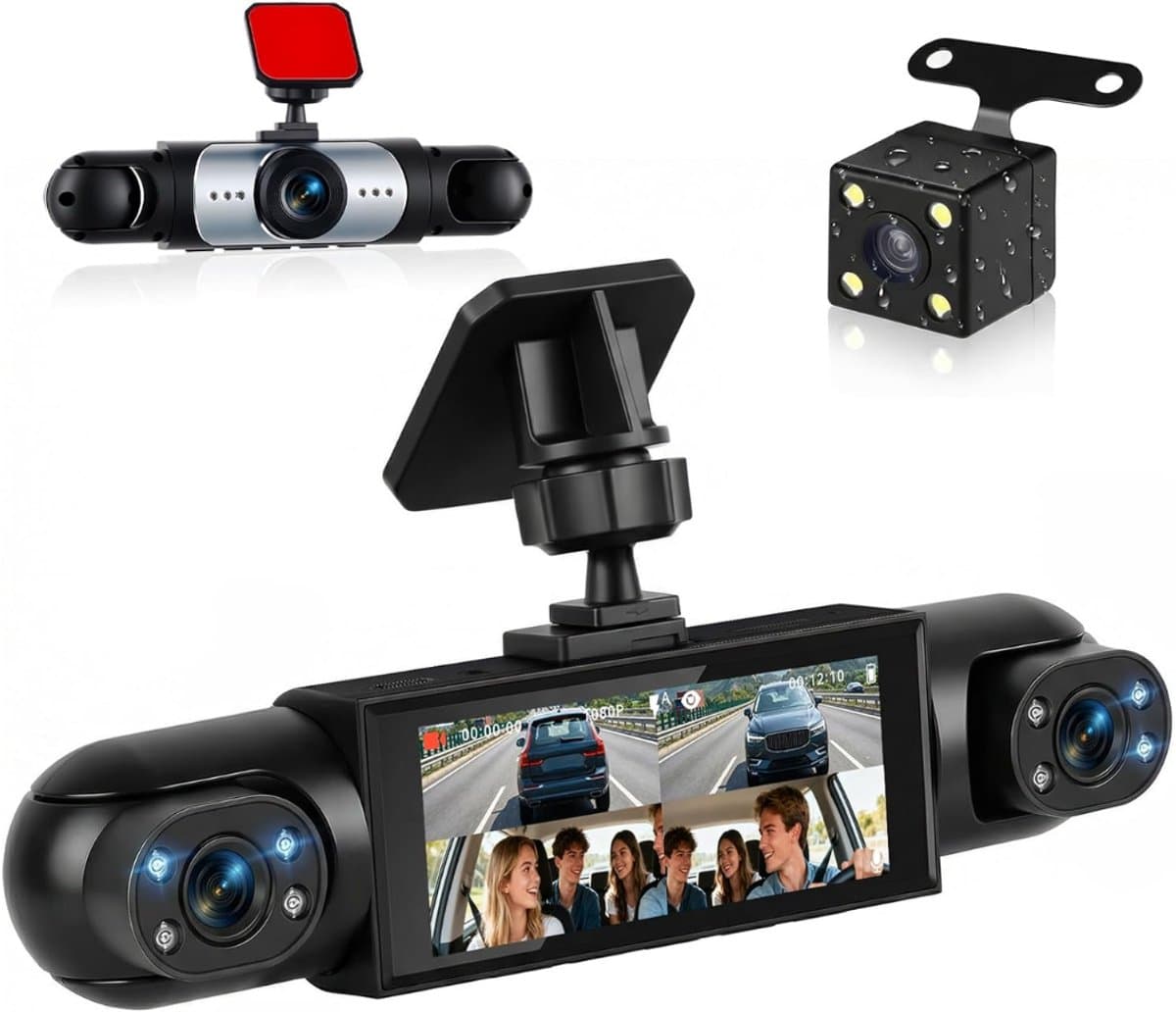SNJY® Dashcam voor Auto - Auto Camera - Dashcam Voor en Achter en Zijkanten - 1080P - 360° Dashcam - Zwart — afbeelding 1