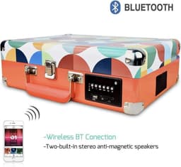 DIGITNOW Platenspeler - Ingebouwde Speakers - Auto-stop - Retro - Gekleurd — thumbnail 4