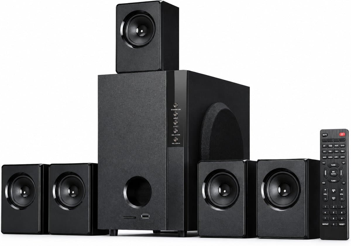 5.1 Home Cinema Set – 600W Surround Sound Systeem – Speakerset met 5,25 Inch Subwoofer – Home Cinema Luidsprekers voor TV en Film — afbeelding 1