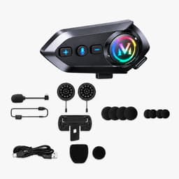 Motorhelm Headset Bluetooth - Draadloze Helm Communicatie - Met Microfoon - Handsfree Bellen en Muziek Luisteren - Waterdicht Ontwerp - Geschikt voor Motor en Scooter - X12 Zwart — thumbnail 1