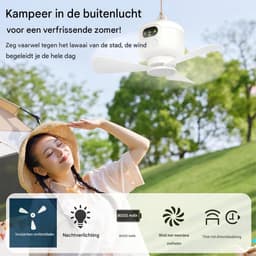 GELLDG Oplaadbare Plafondventilator met Verlichting - Stille Ventilator voor Buiten - 8000mAh USB-Campingleut - Geschikt voor Tent, Tuin en Terras - Plastic - Afmetingen 11x27x27cm — thumbnail 4