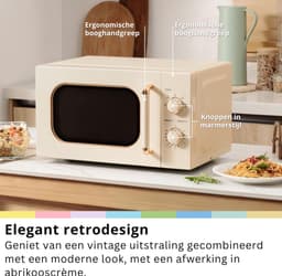 SNJY® Magnetron Vrijstaand - Microgolf - Microwave - 5 Standen - 20 Liter - 36,3D x 44B x 25,9H cm - 700W - Crème — thumbnail 2