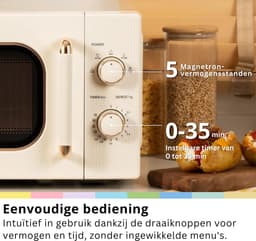 SNJY® Magnetron Vrijstaand - Microgolf - Microwave - 5 Standen - 20 Liter - 36,3D x 44B x 25,9H cm - 700W - Crème — thumbnail 4
