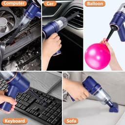 3-in-1 Draadloze Handstofzuiger met Persluchtblaasfunctie, Oplaadbare Mini Stofzuiger Basismodel Blauw voor Huisdierenhaar en Autoreiniging — thumbnail 4