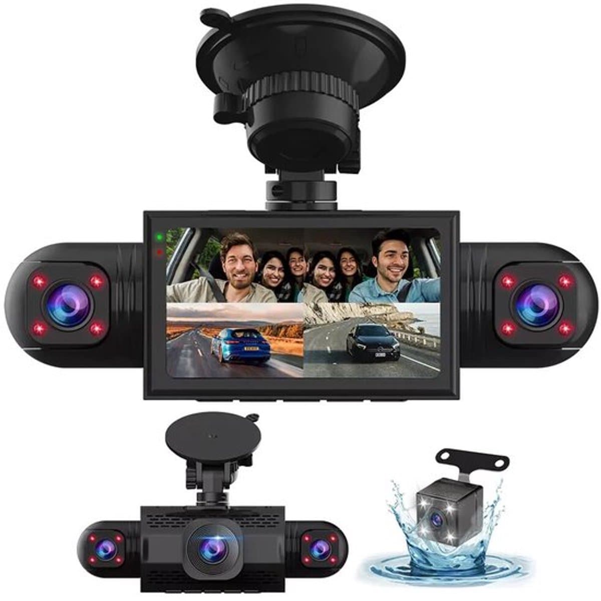 4-kanaals 360° dashcam HD 1080P 4-lens rijrecorder met 32GB geheugenkaart — afbeelding 1