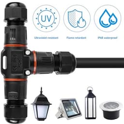 3-polige kabelconnector, waterdicht IP68, T-vormige kabelconnector, waterdicht, 3-polige aardkabel, aansluitmof voor kabeldiameter 3-12 mm, 2-voudige waterdichte aansluitdoos voor tuin en — thumbnail 3