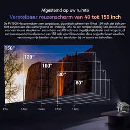 Blackview PV1000 Max Beamer - 18000 Lumens-1080P FHD-4K Decodering-Dolby Audio-VIDAA OS-360° Gimbal- Netflix YouTube Disney+- Thuiscinema Buiten-Spelmodus-TOF Autofocus+Blackview AirBuds 300- Wit — thumbnail 4
