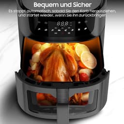 Heteluchtfriteuse XXL - Airfryer zonder olie - Gezond Koken - Groot kijkvenster - 9 Liter capaciteit - Zwart — thumbnail 4