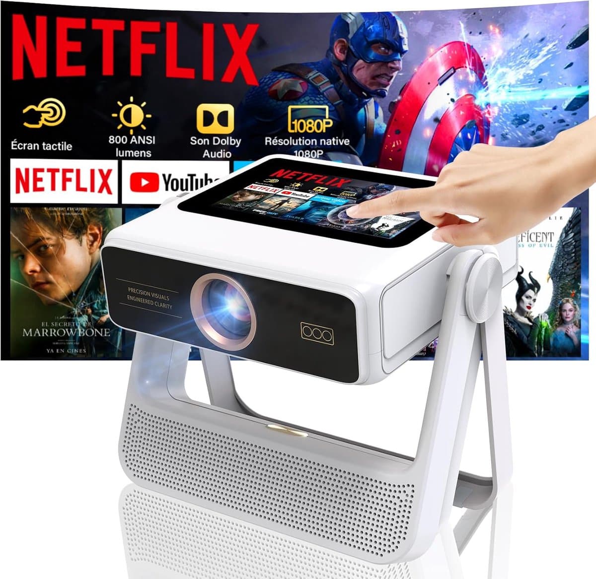 Beamer 4K Smart Mini Projector - WiFi 6 & Bluetooth - Full HD 1080P - Auto Focus & Keystone Correctie - Draagbaar — afbeelding 1