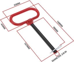 Trekhaakpen 3/8 x 4 Inch - Trekhaak voor Aanhangwagens - Trekhaakpennen voor Grasmaaier - Slijtvast Koolstofstaal - Veiligheidsclip met Sterke Klemkracht — thumbnail 5