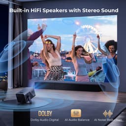 SnelShoppen - 2000 ANSI Native 1080P Smart Projector, 4K Ondersteund, Mini Projector met WiFi & Bluetooth, Auto Focus, Keystone, Ideaal voor Thuisbios — thumbnail 5