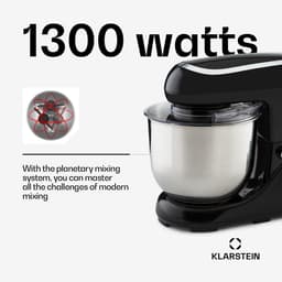 SnelShoppen - Keukenmachine Mixer 1300W - 6 Vermogensstanden - Pulsefunctie - Planetair Mengsysteem - RVS Kom 5L - 3-Delig Accessoires - Kneed- en Men — thumbnail 2