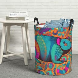 Wasmand - Opbergmand Vuile Kleding - Ruimte Besparen - Waterdicht Oxford Doek - 38L of 62.8L - Zwart — thumbnail 1