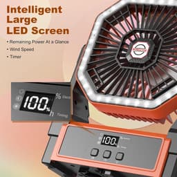 Zonne Ventilator 10000mAh – Met 10W Zonnepaneel – LED-Verlichting – 4 Snelheden – Timerfunctie – Draagbare Campingventilator — thumbnail 3