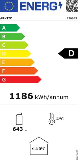 HENDI barkoelkast - staal en gehard glas - met lichtbak en dubbele deur, 512 liter, geventileerde koeling - 112x58,5x190 cm - zwart - horeca dranken — thumbnail 2