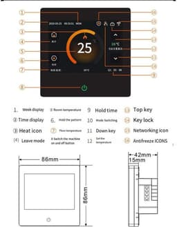 Slimme thermostaat - Verwarmingsregelaar - Vloerverwarming regelen - WiFi en spraakbediening - 10x15x8 cm - Zwart — thumbnail 4
