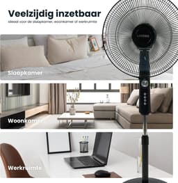 Ventilator Statief - Staande Ventilator - Koelte In Huis - Met Afstandsbediening - 3 Meter Kabel - Zwart — thumbnail 4