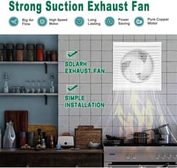 Afvoerventilator op zonne-energie - Raam wandventilator - Koeling en ventilatie - Vuurbestendig ABS materiaal - 15 cm gatdiameter - Wit — thumbnail 4