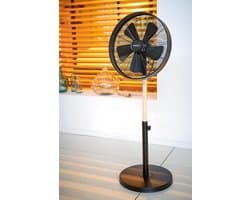 Staande Ventilator - Vloerventilator Hout - Ruimte Koelen - 5 Metalen Bladen - 90-120 cm Hoog - Zwart Hout