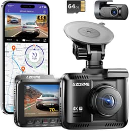 Thijox - Dashcam Auto 4K/2,5K GPS WiFi voor en achter met Starvis, 64GB SD-kaart, Parkeerbewaking, Super Nachtzicht, WDR, 170 Graden Groothoek — thumbnail 1