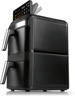 Dubbele Heteluchtfriteuse - Verticale Airfryer - Vetarm Koken - Twee Kamers SYNC - 12 Liter - Zwart — thumbnail 3