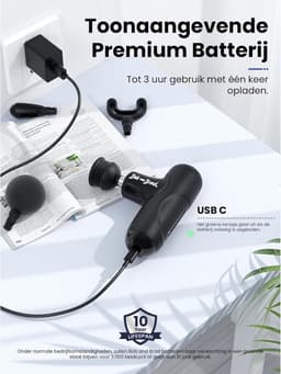 SnelShoppen - Mini Massage Gun Draagbaar Massagepistool voor Rug en Schouders, Krachtige Brushless Motor, USB-C Snelladen, Inclusief Reisetui, Ideaal — thumbnail 3