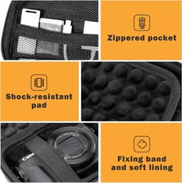 Cameratas geschikt geschikt voor Canon G7X Mark III/II, SX740 HS, Sony ZV-1F, Ricoh GR III, Panasonic Lumix TZ99, Kodak WPZ2 en andere camera's. Digitale cameratas - zwart. — thumbnail 4