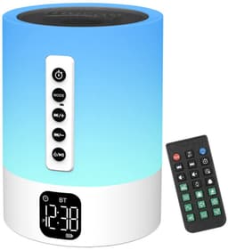 Bluetooth Speaker met Wekker en LED Nachtlampje - 6-in-1 White Noise Machine en Slaaphulp, Dimbare Nachtlamp met 48 Kleuren, Digitale Wekker met Snooze, MP3-Speler en Handsfree Bellen — thumbnail 1