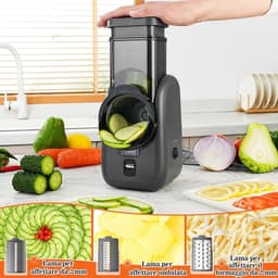 Elektrische groentesnijder - Zwart - Compact - Multifunctionele keukenmachine voor snijden, raspen en hakken — thumbnail 5