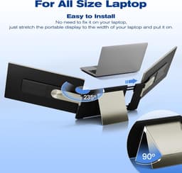 SnelShoppen - 15,6 inch Laptopscherm Uitbreiding - FHD 1080P Triple Portable Monitor - 120% sRGB - Laptop Monitor voor Mac, Windows, Chrome, Android - — thumbnail 4