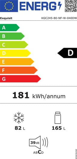 Exquisit KGC245-80-NF-W-040DW - Koel-vriescombinatie - Waterdispenser - 5 Jaar Garantie - 245 Liter - No-Frost - D label- Wit — thumbnail 2