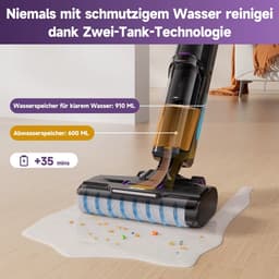 JOYNEXTBUY - Nat- en Droog Stofzuiger Draadloos - 3-in-1 Steelstofzuiger met Dweilfunctie - Zelfreinigend - 65 dB - Dierenharen - Harde Vloeren - Zwart/Paars — thumbnail 3