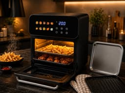 Airfryer XXL 16L 2400W – Heteluchtfriteuse met 10 Automatische Programma's, Touchscreen, Kijkvenster en Binnenverlichting – Olievrije Friteuse voor Bakken, Grillen, Braden en Frituren – Zwart –90177 — thumbnail 4