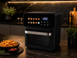 Airfryer XXL 16L 2400W – Heteluchtfriteuse met 10 Automatische Programma's, Touchscreen, Kijkvenster en Binnenverlichting – Olievrije Friteuse voor Bakken, Grillen, Braden en Frituren – Zwart –90177 — thumbnail 5