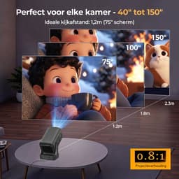 Lìon® Mini Beamer - Beamer - Projector - Zwart - 18cm x 15cm x 14cm — thumbnail 2