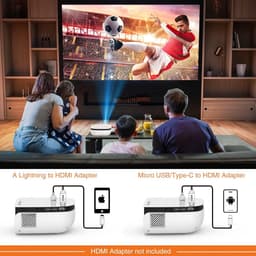Mini-beamer - Draagbare projector - 7500 lumen helderheid - Ondersteunt 1080p Full HD - Voor Filmavonden — thumbnail 4