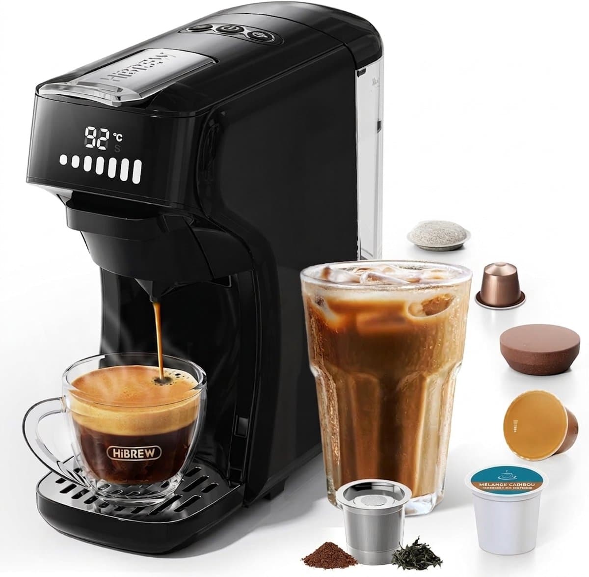 HiBREW H1B - 6 in 1 - Koffiemachine - Koffiezetapparaat - Multifunctioneel voor warm en koud - Kapsulekoffiezetapparaat - Voor Nespresso, Dolce Gusto, ESE & gemalen koffie — afbeelding 1