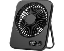 GELLDG Tafelventilator - Mini Ventilateur USB - 165x132x38mm - Licht en Compact, 180° Draaibare Stand - Geschikt voor Bureau, Thuis en Camping - Plastic - Zwart