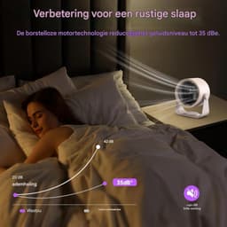 GELLDG Oplaadbare USB-bureauventilator met digitaal display – Stille werking – Voorzien van 5 ultrastille snelheidsstanden, 90° kantelverstelling en ophangfunctie – Geschikt voor slaapkamers, keukens, kamperen, kantoren en woonkamers — thumbnail 3