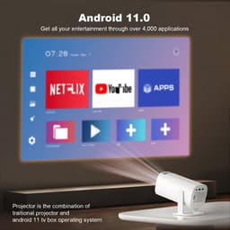 TEKROA® Mini Beamer - Beamers - WiFi Screen Mirroring - 4K Support - HD Ready 720P - Voor iOS & Android - Thuisbioscoop - wit — thumbnail 4