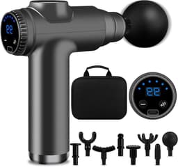 Mini Massage Gun - Spier Ontspanning - Herstel Na Sport - 99 Snelheden - 10x5x10 cm - Zwart — thumbnail 1